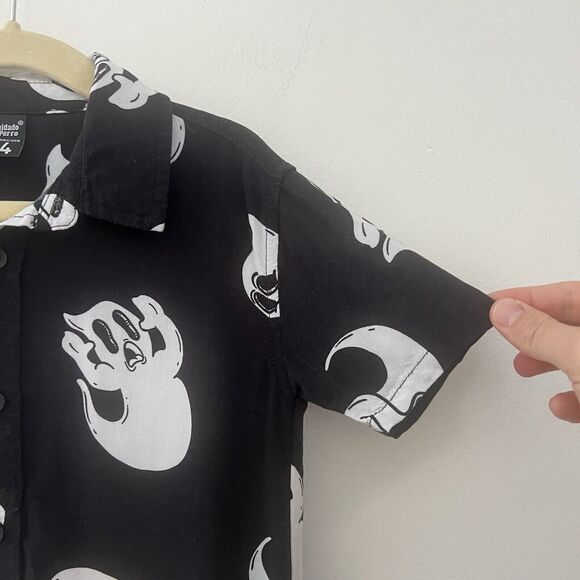 cuidado con el perro Boys Button Up Shirt Ghost Size 4t - Picture 6 of 10